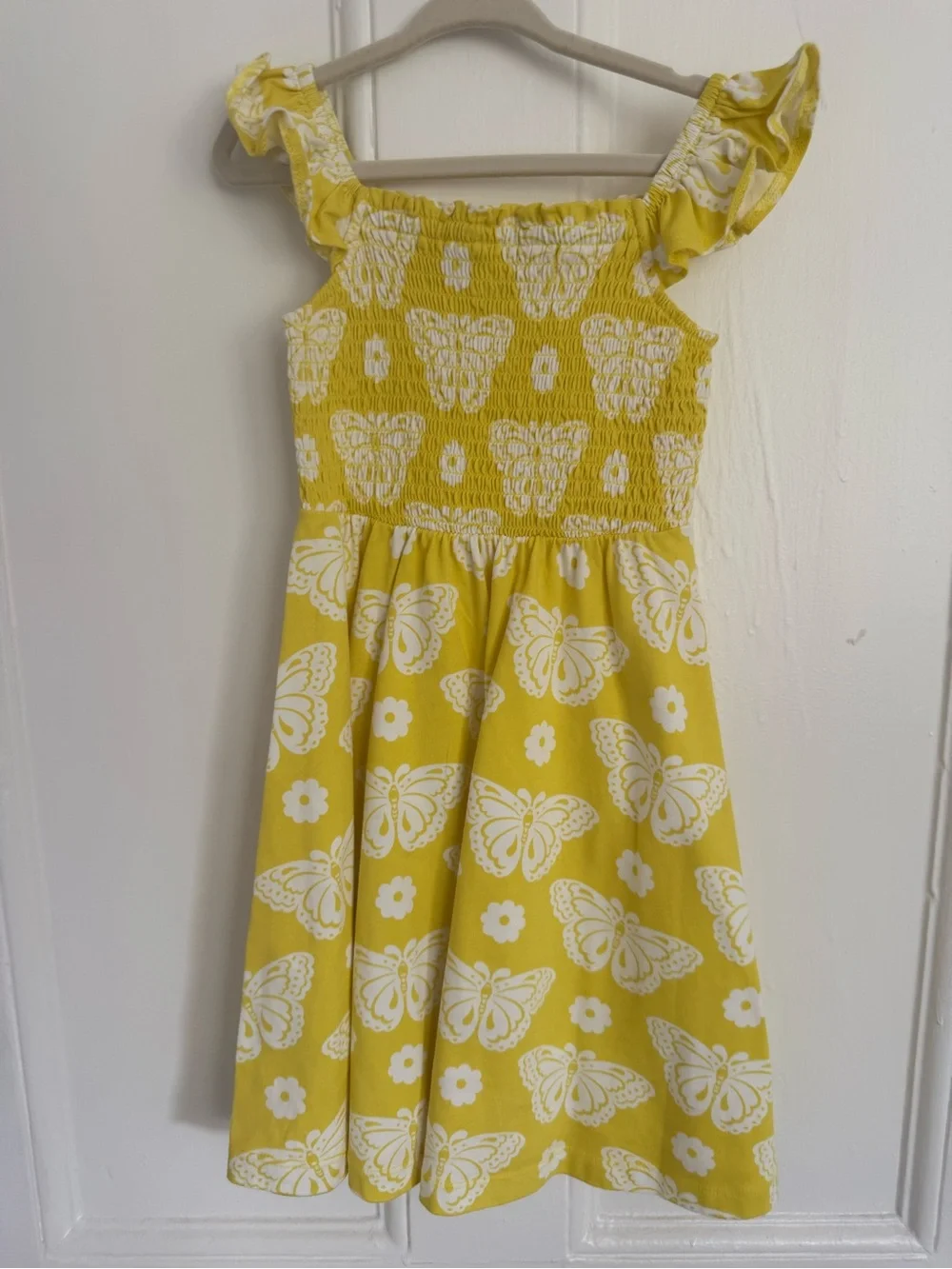 Mini Boden Yellow Butterfly Smocked Sundress